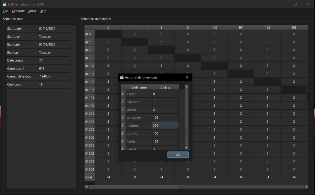 EHM Schedule Tool: Importing a text schedule